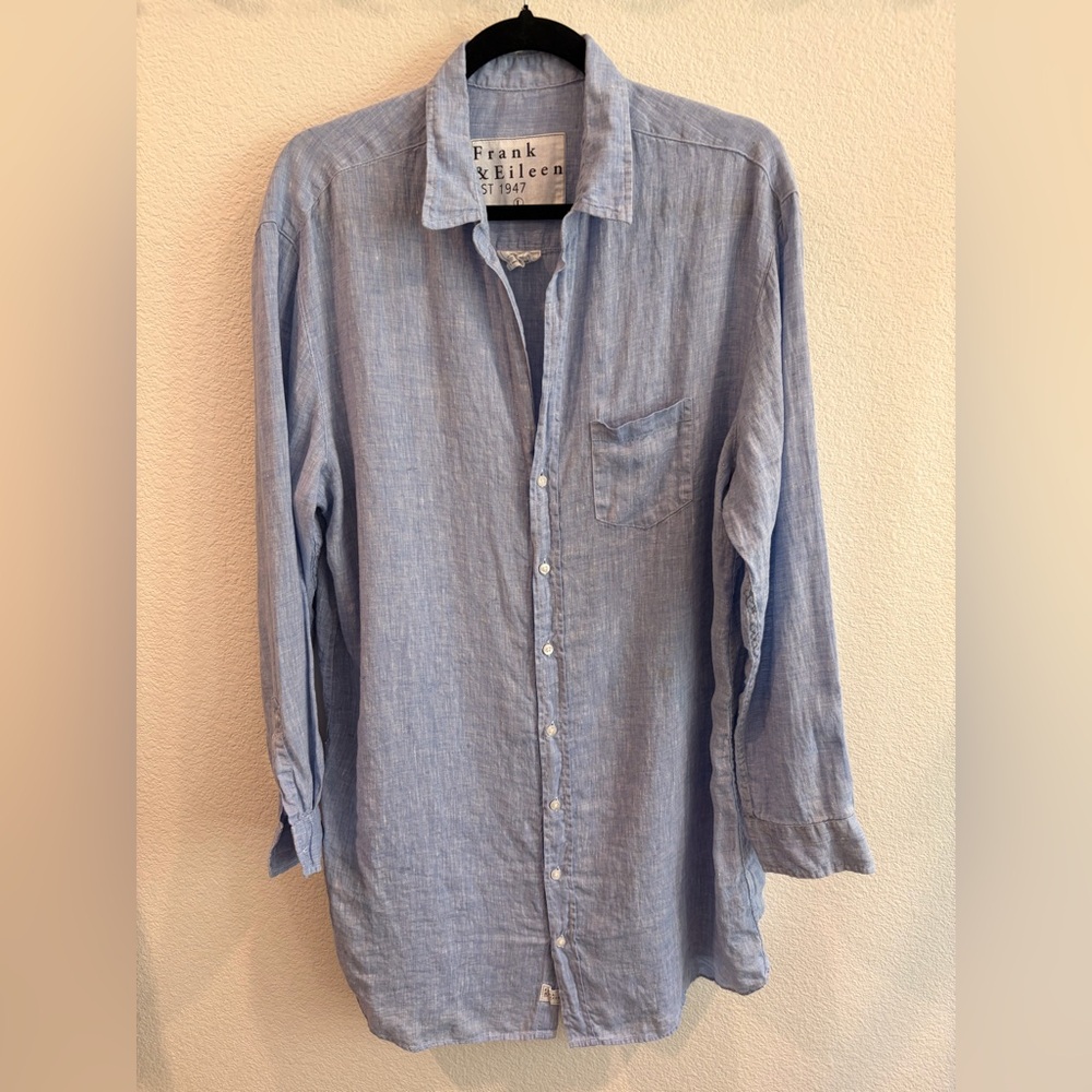 Frank & Eileen Light Blue linen Casual “Mary” Dress